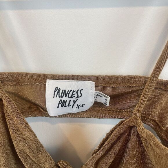 Princess Polly Brown Tan‎ Cut Out Eliana Mini Dress Sz 4 Small Beachy Summer $65 - Picture 8 of 8